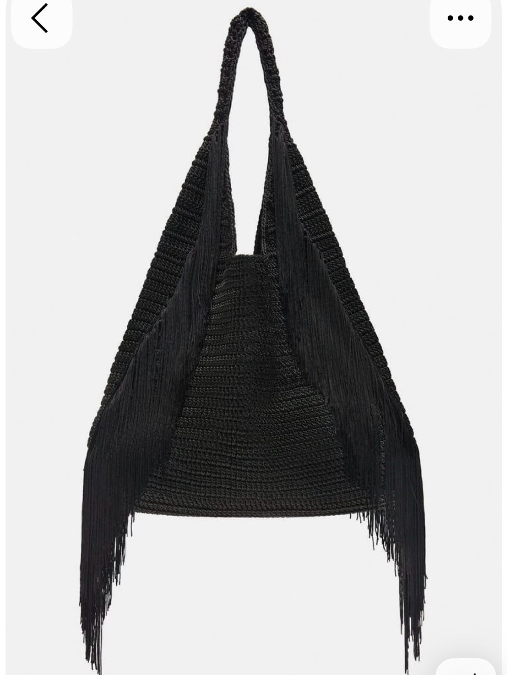 ZARA Black Fringed Crochet Tote Bag